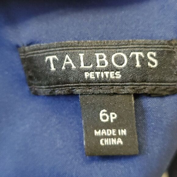 TALBOTS PETTIT,  Shift dress, size 6P. Navy blue, white with a light blue. Comfy - Picture 9 of 12